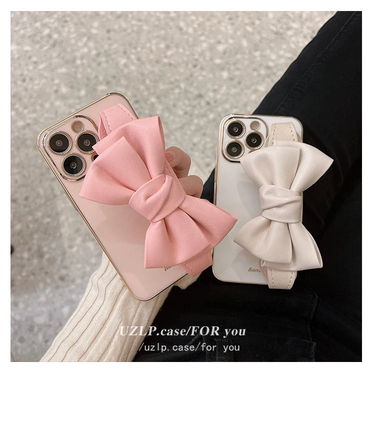 Leather Bow Stand Phone Case