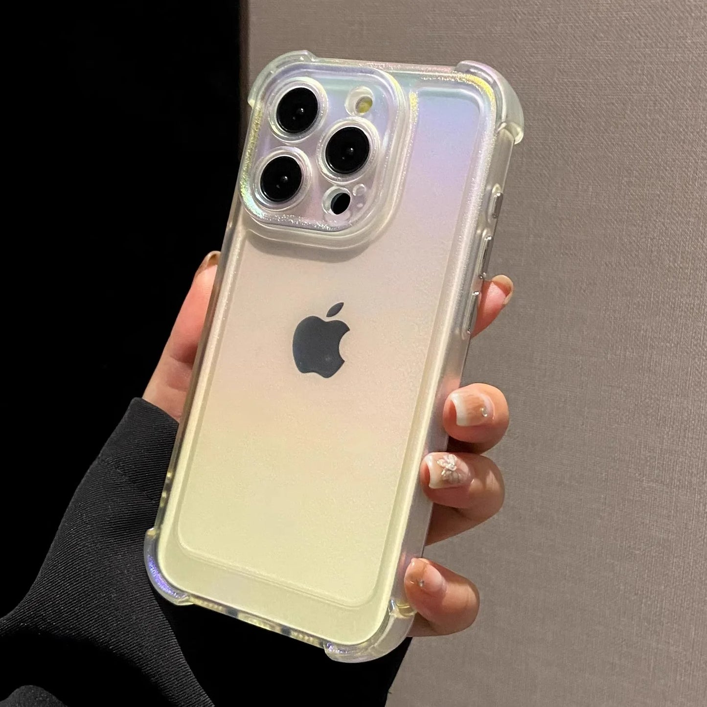 Luxury Laser Rainbow Transparent Matte Phone Case