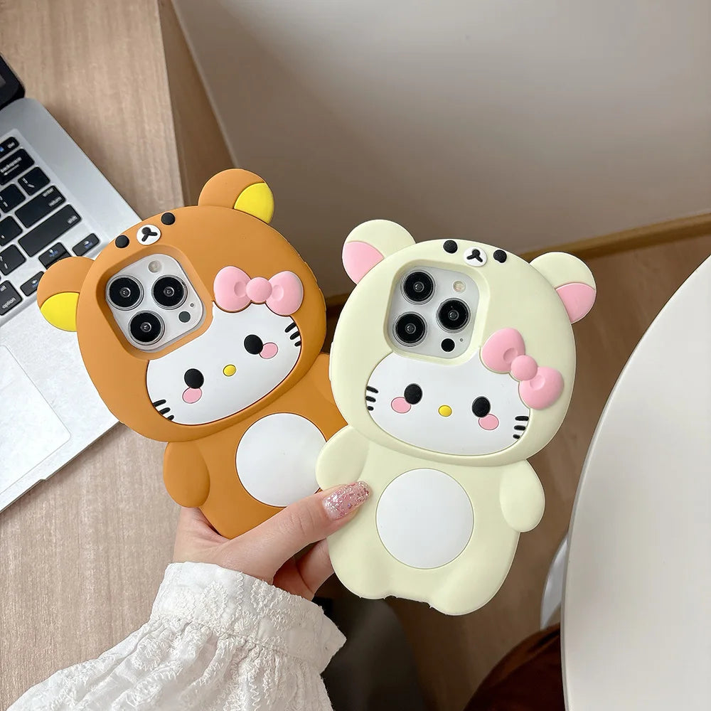 Funny Rilakkuma Bear Hello Kitty Soft Silicone Phone Case