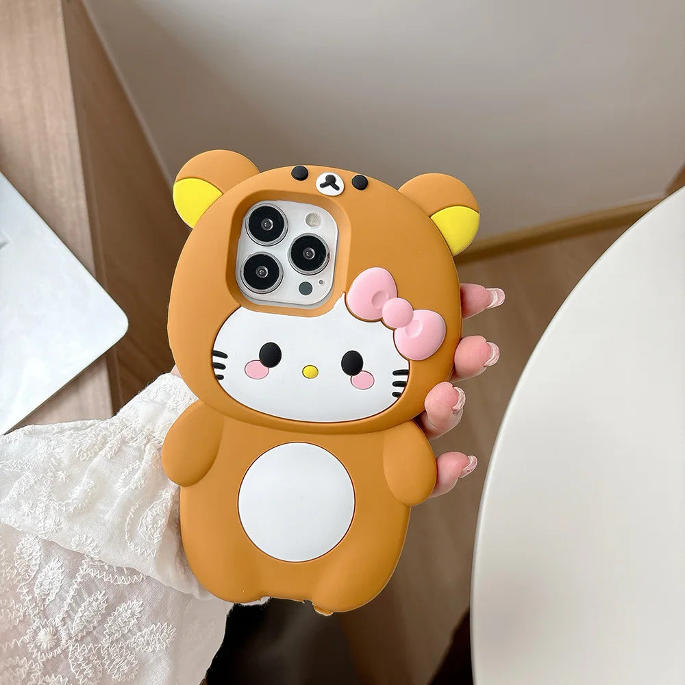 Funny Rilakkuma Bear Hello Kitty Soft Silicone Phone Case