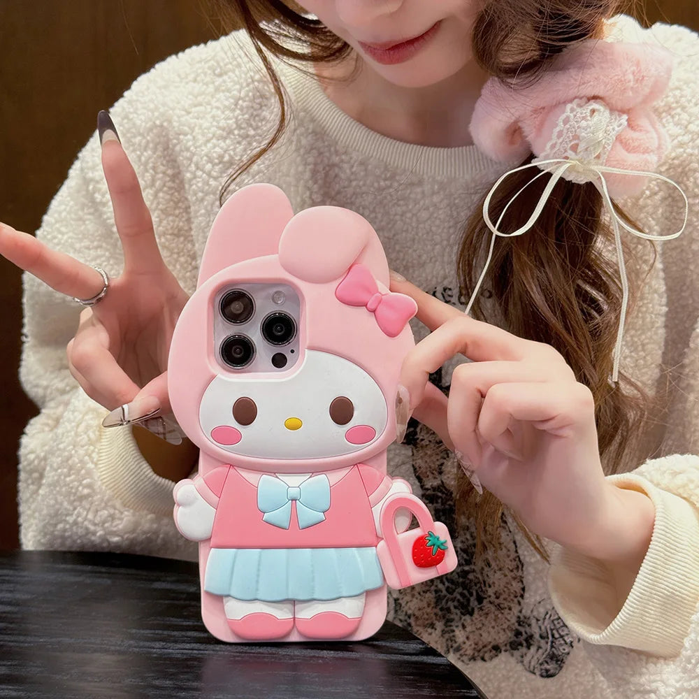 Kawaii 3D Cartoon My Melody Case Soft Silicone Phone Case