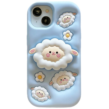 Cute Sheep Folding Stand Holder Phone Case