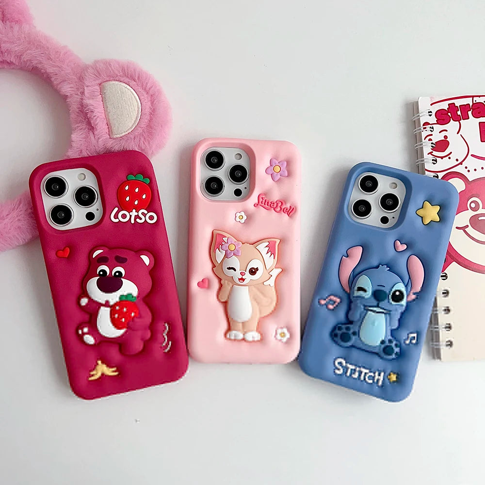 Kawaii Cartoon Berry Bear LinaBell Stitch Phone Case