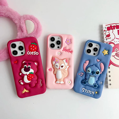 Kawaii Cartoon Berry Bear LinaBell Stitch Phone Case