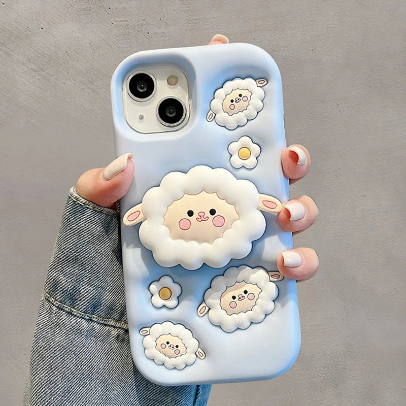 Cute Sheep Folding Stand Holder Phone Case