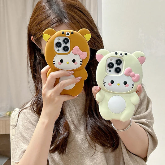 Funny Rilakkuma Bear Hello Kitty Soft Silicone Phone Case
