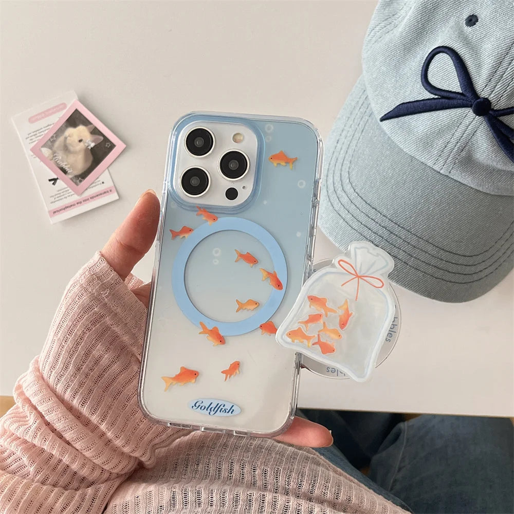 Cute Gradient Color fish Wireless Charge Phone Case