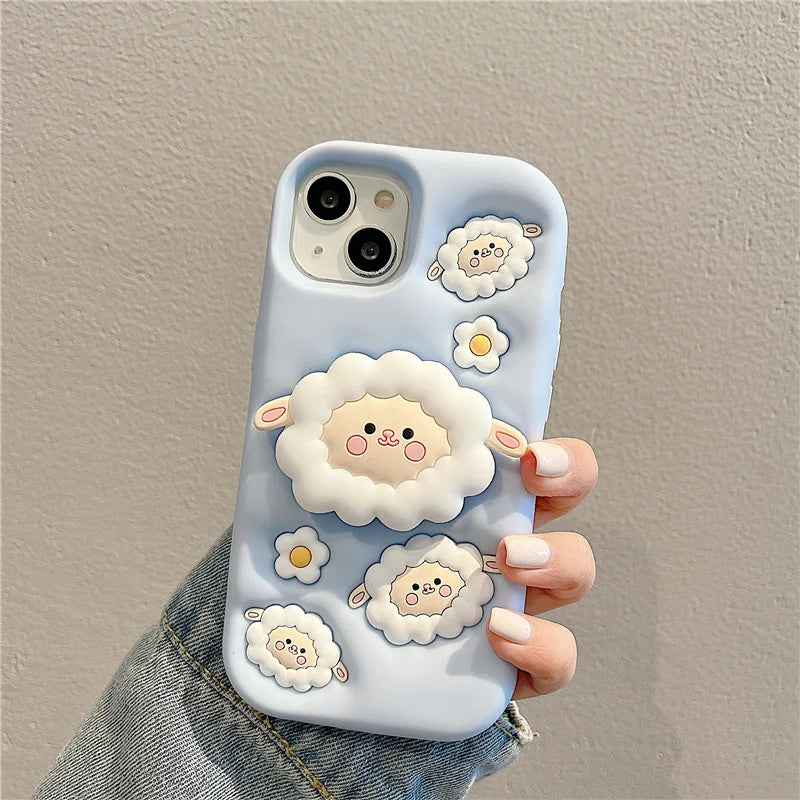 Cute Sheep Folding Stand Holder Phone Case