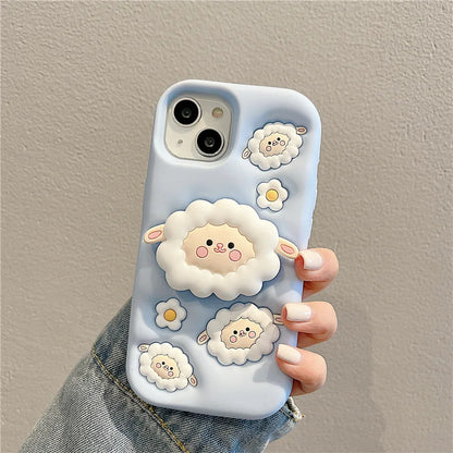 Cute Sheep Folding Stand Holder Phone Case