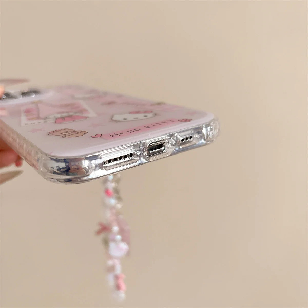 New 2025 Cartoon Cute Girlish Pink Checkered Kitty Long Hat Phone Case