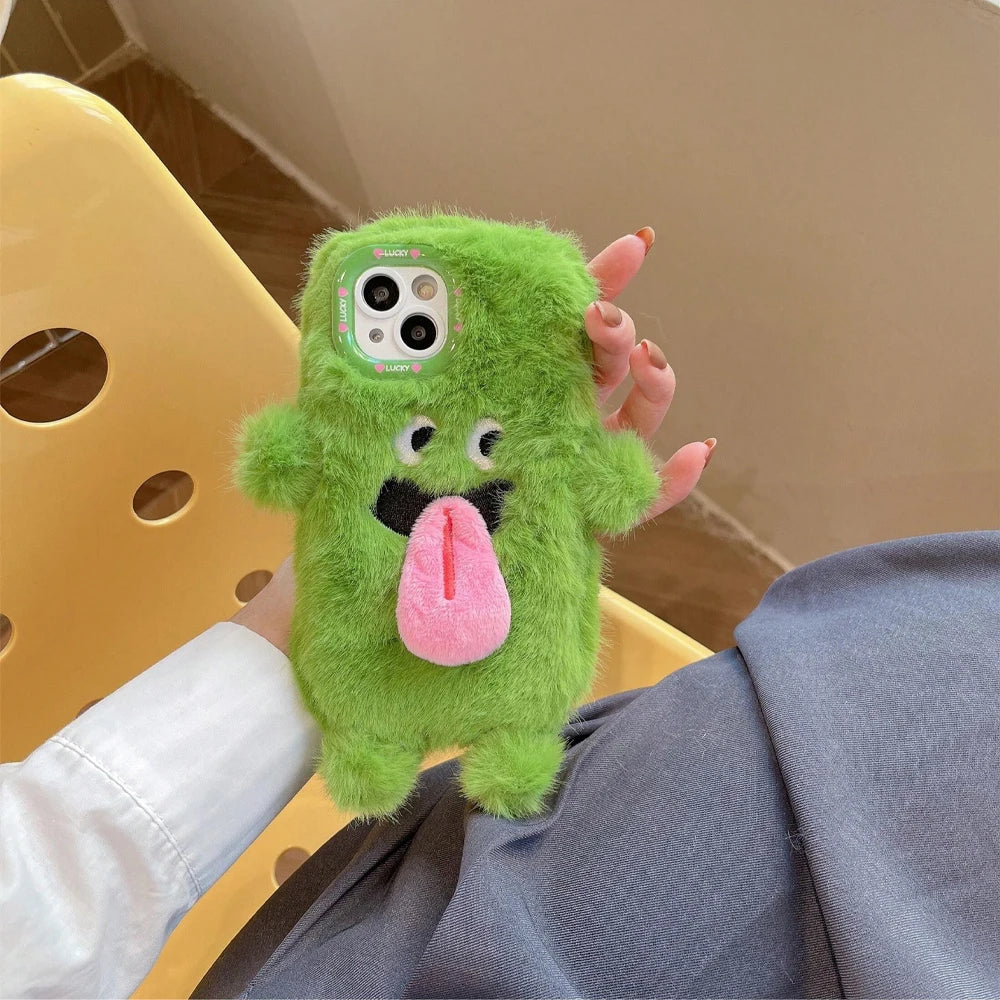 Cute Plush Magnetic Tongue-Sticking Little Monster Phone Case