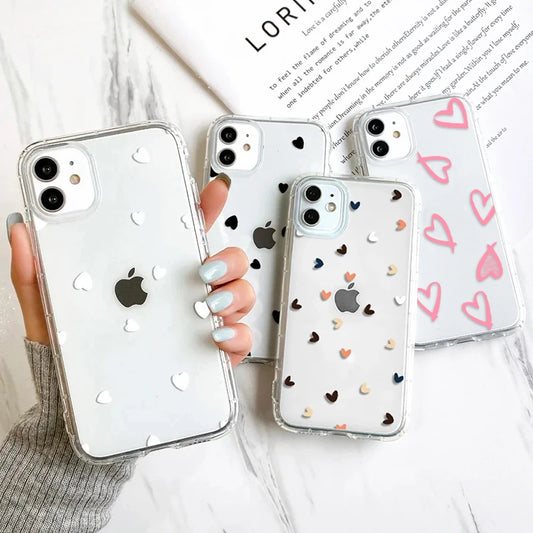 Clear Shockproof Love Heart Cover Phone Case