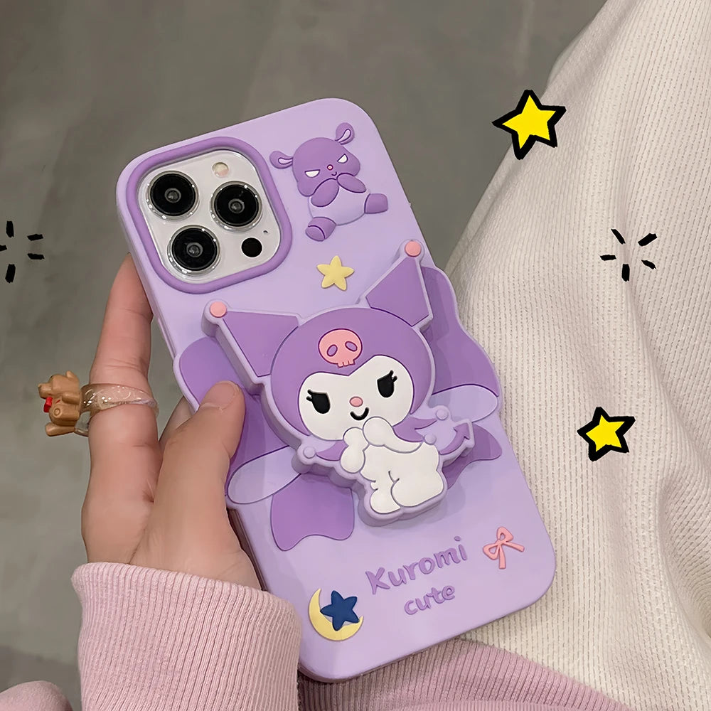 Cute Kuromi Cinnamoroll My Melody Pompom Purin Soft Silicone Phone Case