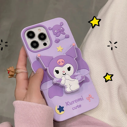 Cute Kuromi Cinnamoroll My Melody Pompom Purin Soft Silicone Phone Case