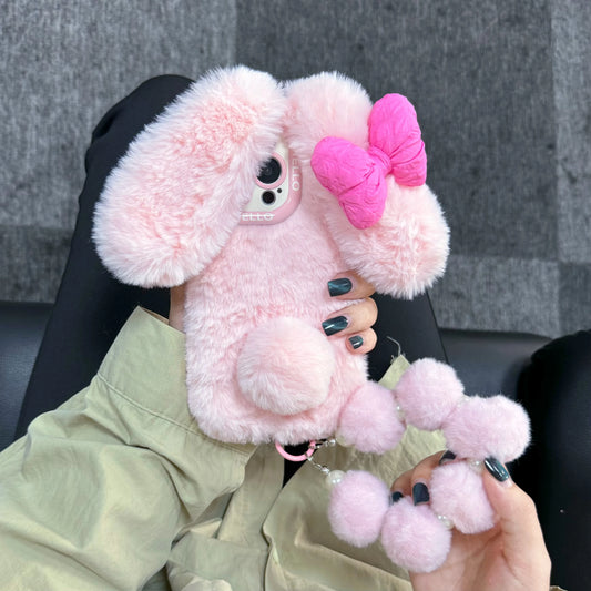 3D Pink Bow Long Ear Bunny Cartoon Cute Phone