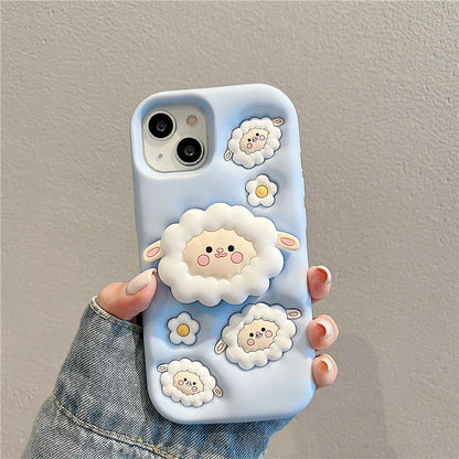 Cute Sheep Folding Stand Holder Phone Case