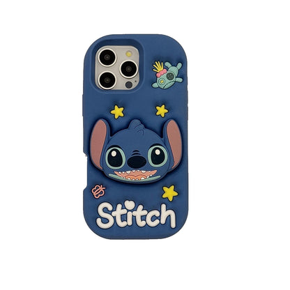 3D Cartoon Stitch Face Grip Tok Holder Cartoon Silicone Soft Phone Case