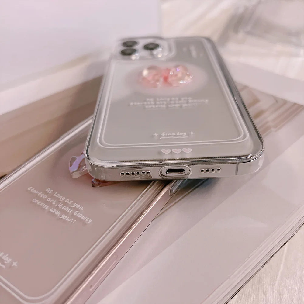 Cute 3D Crystal Bow Love Heart Phone Case