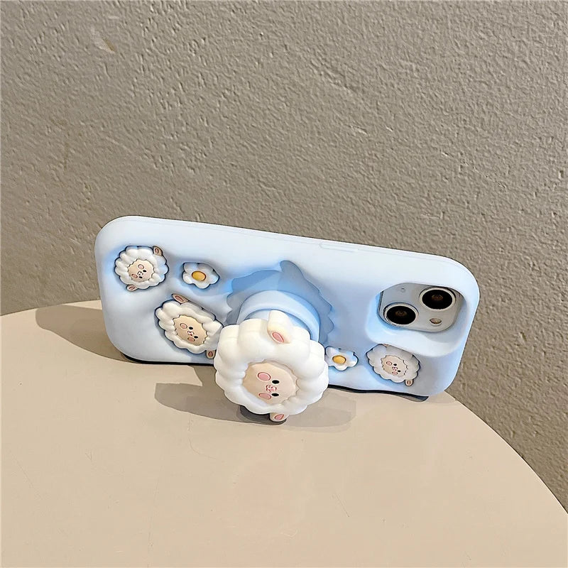 Cute Sheep Folding Stand Holder Phone Case