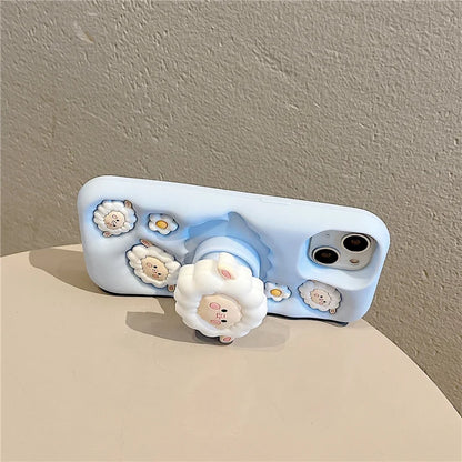 Cute Sheep Folding Stand Holder Phone Case