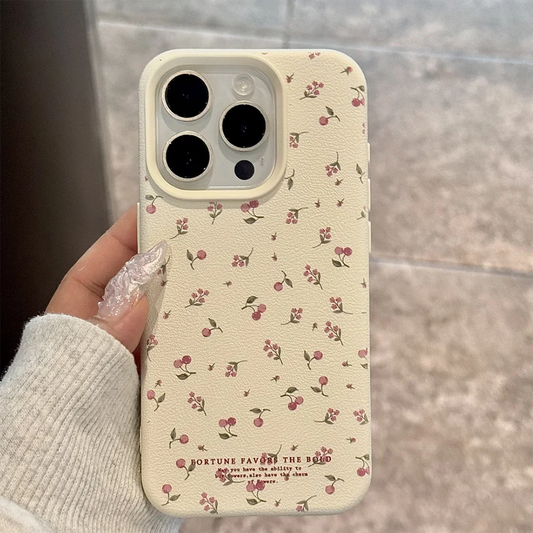 Flower Candy Color Leather Texture Shockproof Cover Phone Case
