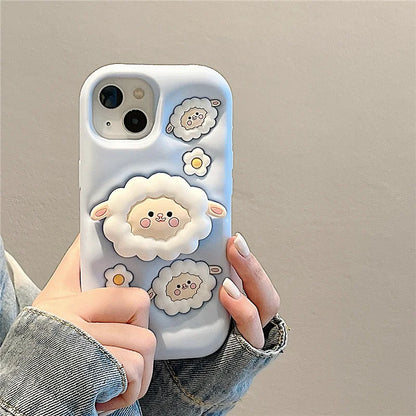 Cute Sheep Folding Stand Holder Phone Case
