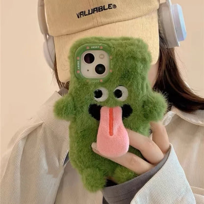 Cute Plush Magnetic Tongue-Sticking Little Monster Phone Case
